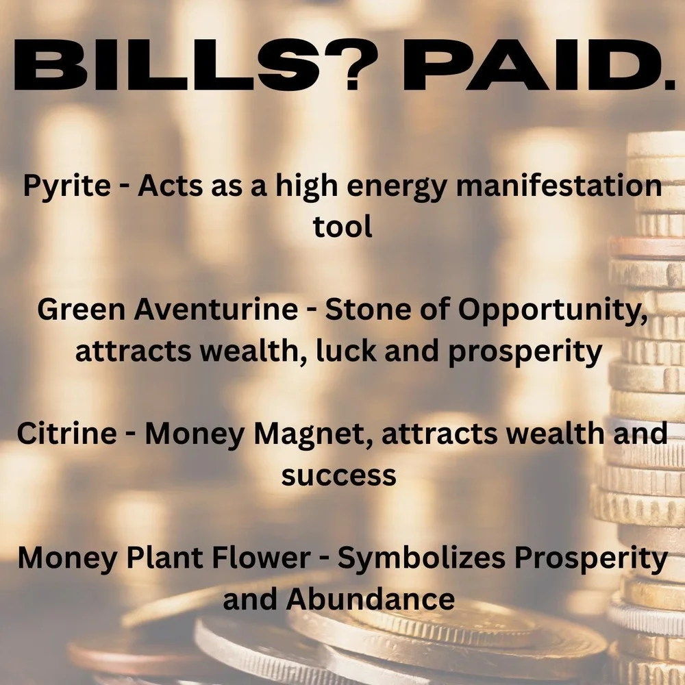 BILLS? PAID Candle – Pyrite, Green Aventurine Wealth Manifestation Candle